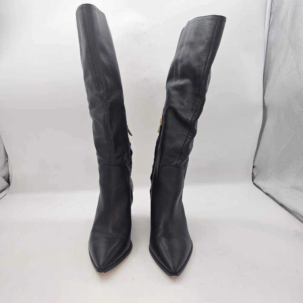Vince Camuto Lumina Pointed Toe Knee High Boots Black Leather Size 9 - Picture 5 of 11